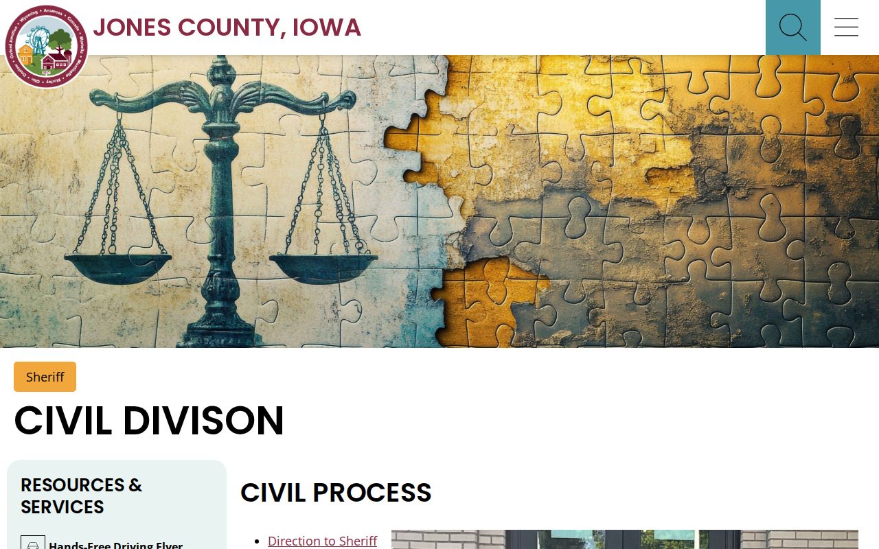 Jones County Sheriff Civil process page distinguished from criminal bench warrants