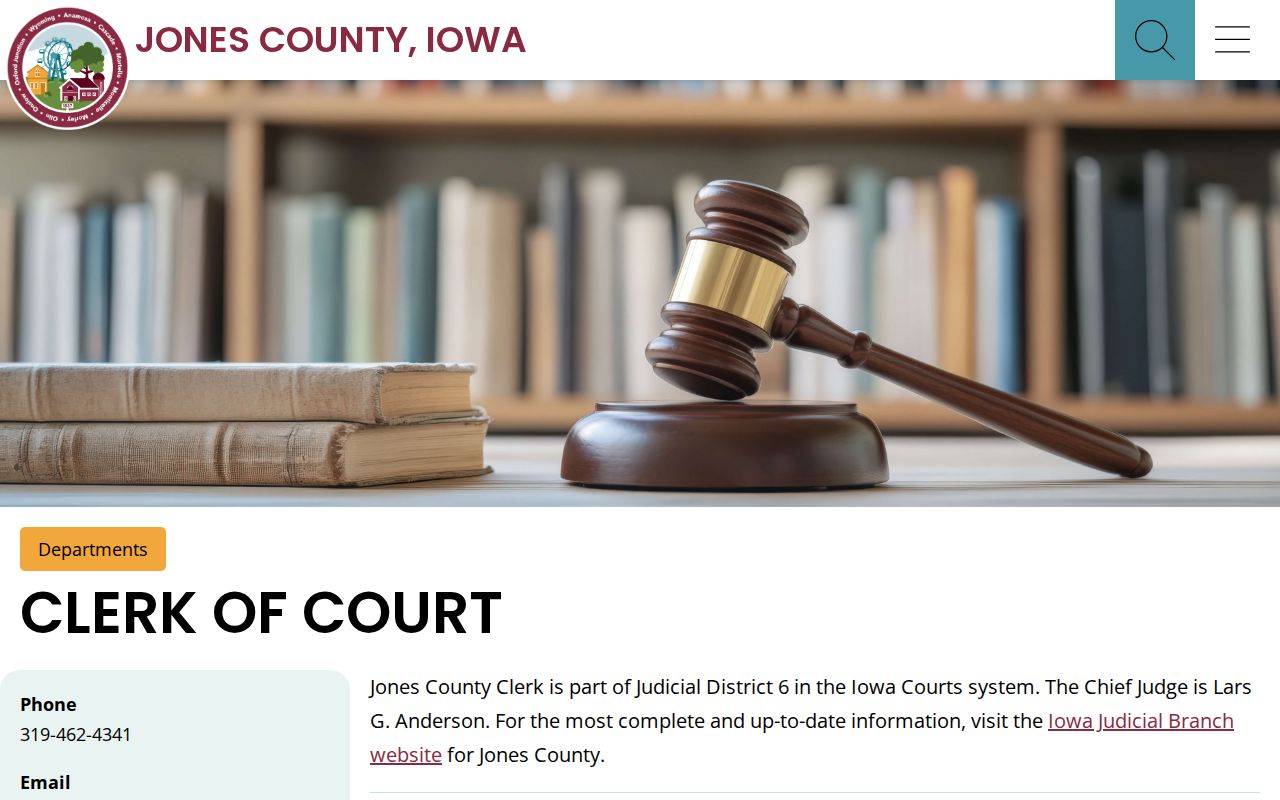 Jones County Clerk of Court contact for bench warrant records