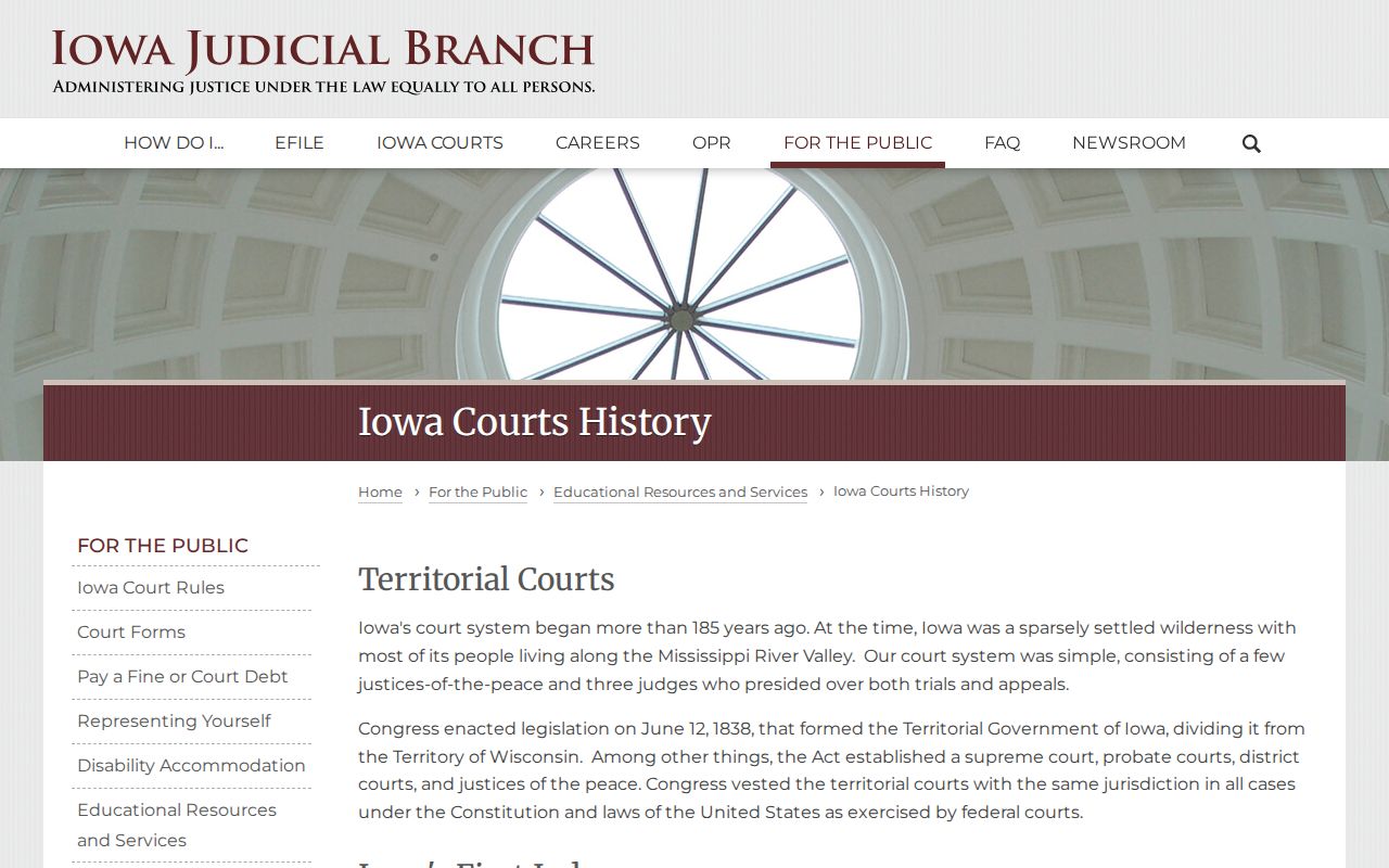 Iowa Judicial Branch history of the unified court used in Jones County