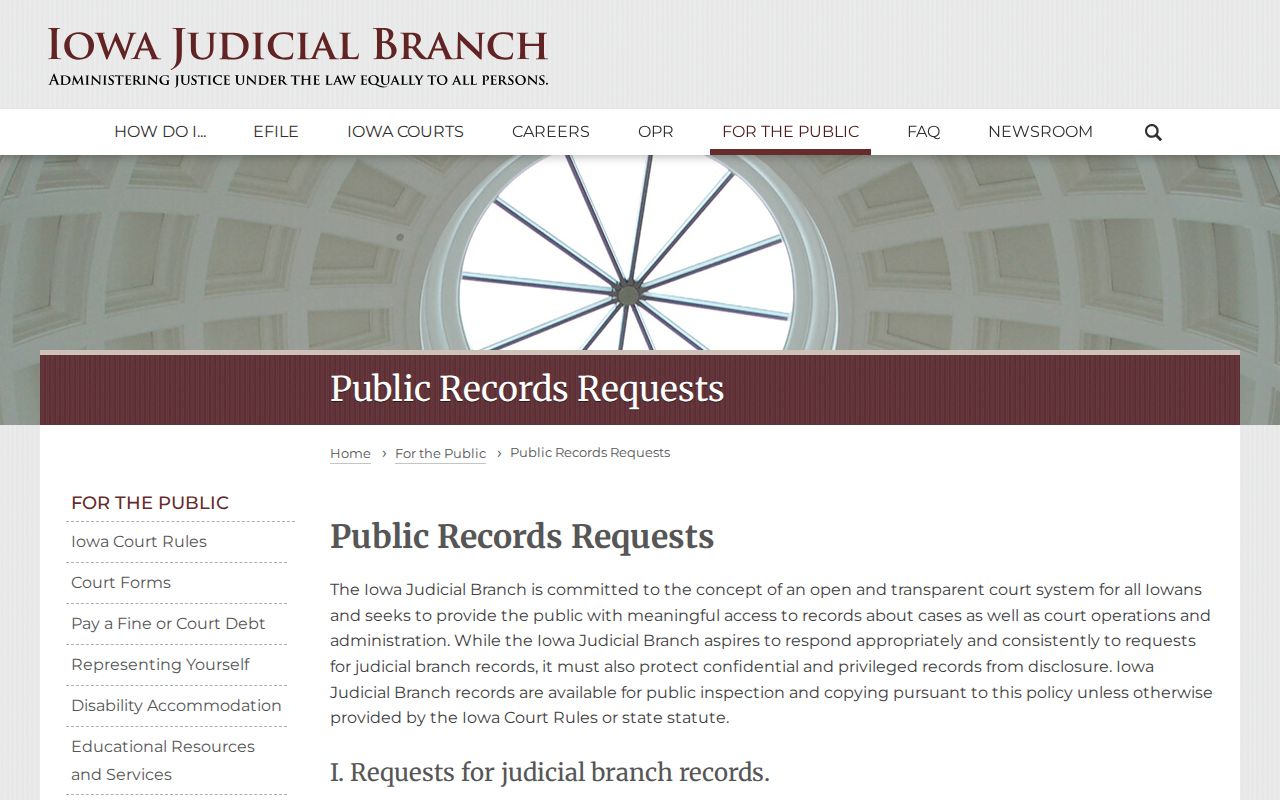 Iowa court public-record request guidance for Jones County case records